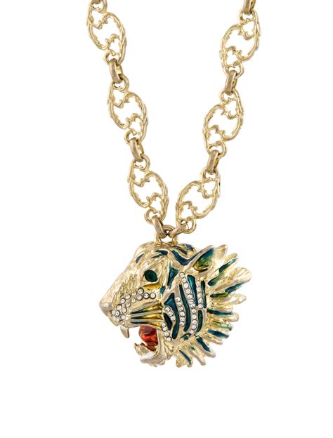 gucci green tiger necklace|Gucci beanie tiger.